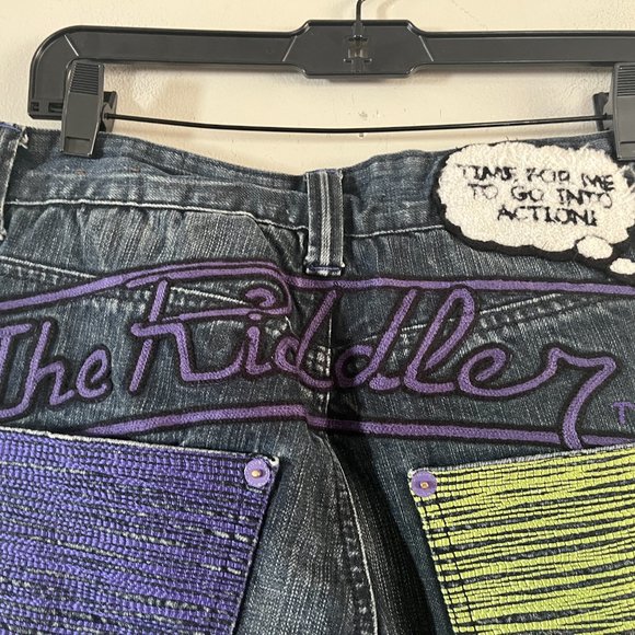 Lot 29 Embroidered Riddler Jeans Sz 34x31 DC Comics Rare Batman Denim - Picture 10 of 11